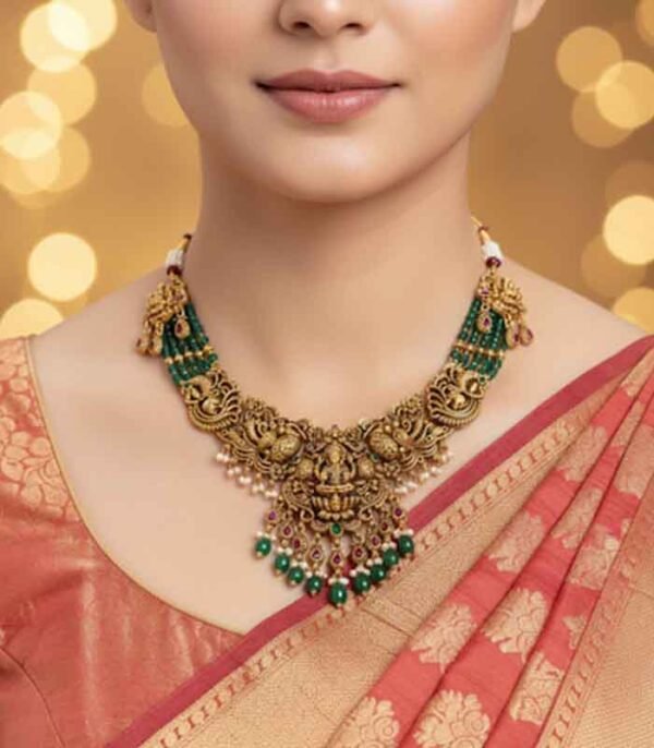 Premium Finish Lakshmi Pendant and Earrings.