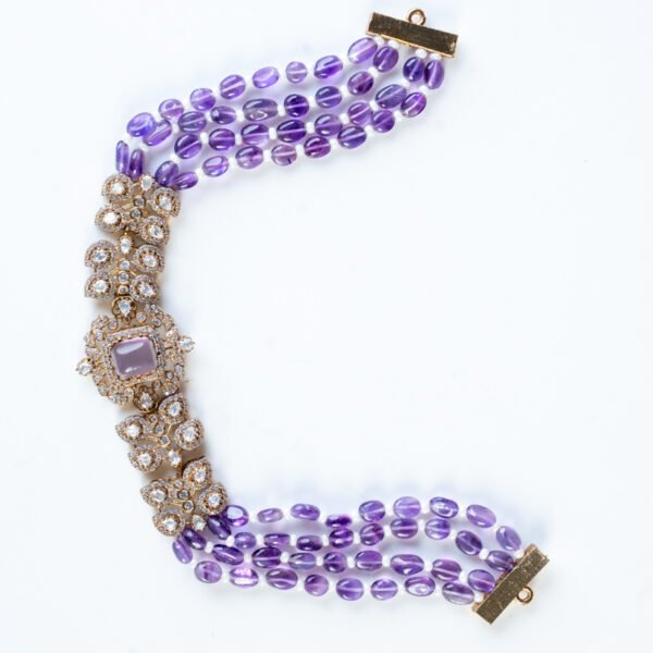 TT1001:27 - Multi-strand Pearl Choker with a Bold Kundan Centrepiece with Earrings. - Image 11