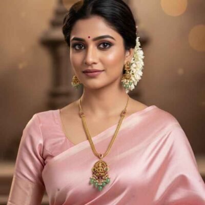 Antique Goddess Laxmi Temple Pendant Necklace Set