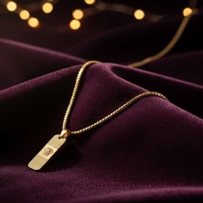 Men's Gold-Tone Dog Tag Necklace with Box Chain