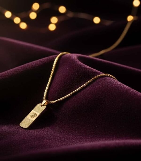 Men's Gold-Tone Dog Tag Necklace with Box Chain