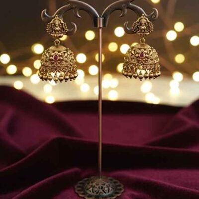 Intricate Antique Lakshmi Jhumka Earrings