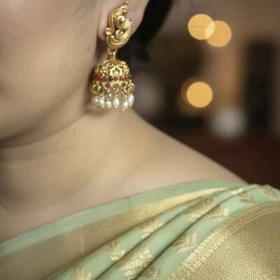Traditional Temple Peacock Jhumka Earrings