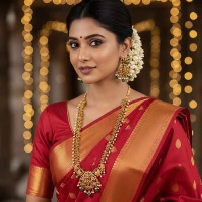 Antique Lakshmi Medium Haaram Set with Pearl Drops