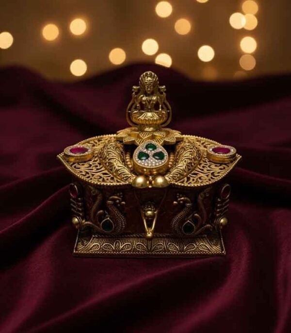 Opulent Antique Temple Lakshmi Sindoor (Kumkum) Box