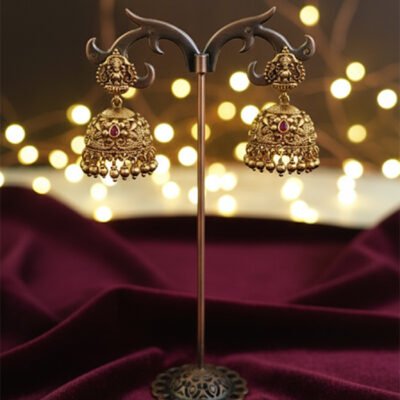 Intricate Antique Lakshmi Jhumka Earrings