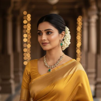 Antique Green Stone Temple Choker Necklace Set