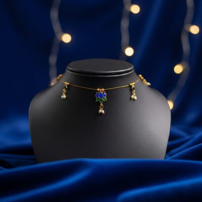 Little Girls Minimalist Meenakari Floral Drop Necklace