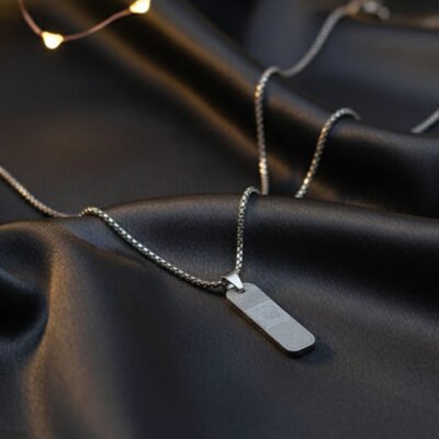 Men's Stainless Steel Dog Tag Necklace with Box Chain