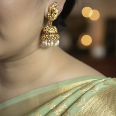 Traditional Temple Peacock Jhumka Earrings
