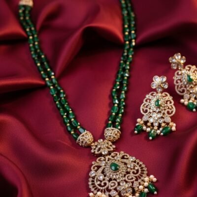 Victorian Green Stone Necklace Set