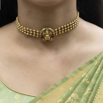 Textured Gold Nugget Stud Earrings with choker