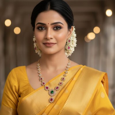 Emerald Radiance Blossom Necklace Set