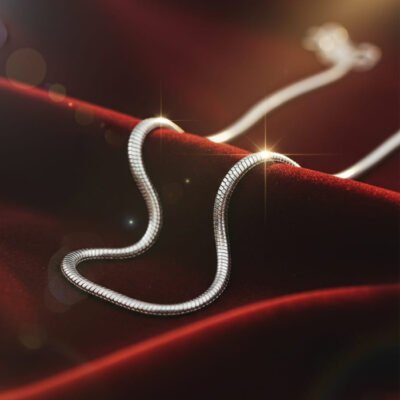 Polished Gold-Tone Flat Herringbone Snake Chain Necklace