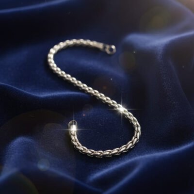 Polished Silver-Tone Classic Wheat Link Chain Necklace