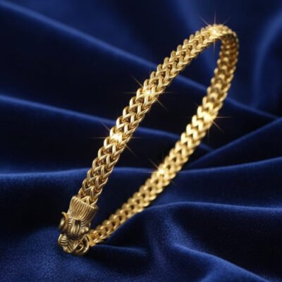Vintage-Inspired Textured Gold-Tone Braided Cuff Bangle