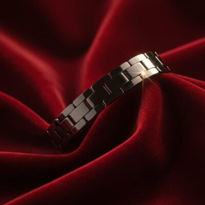 Polished Gunmetal-Tone Minimalist Rectangular Link Bracelet