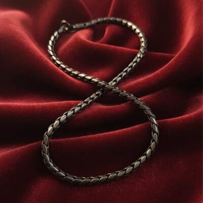 Men’s Vintage Black-Oxidized Linked Chain Bracelet